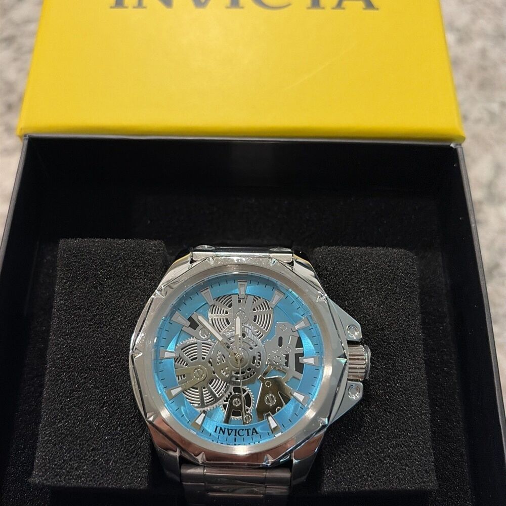 Invicta Objet D Art Men's Watch Skeleton Dial Tiffany Blue 50379